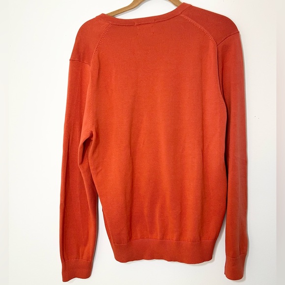 Lands' End Men's Orange Classic 100% Supima Cotton V-Neck Sweater Size M (38-40) - Picture 3 of 9